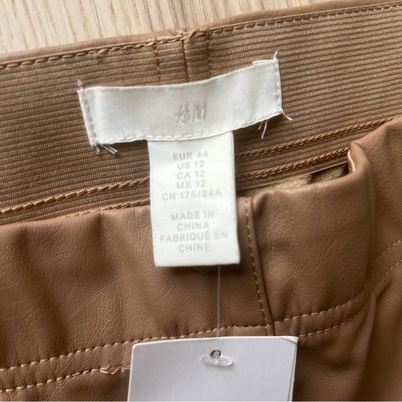 NWT H&M Tan Brown vegan Leather Leggings size 12 - Picture 2 of 8